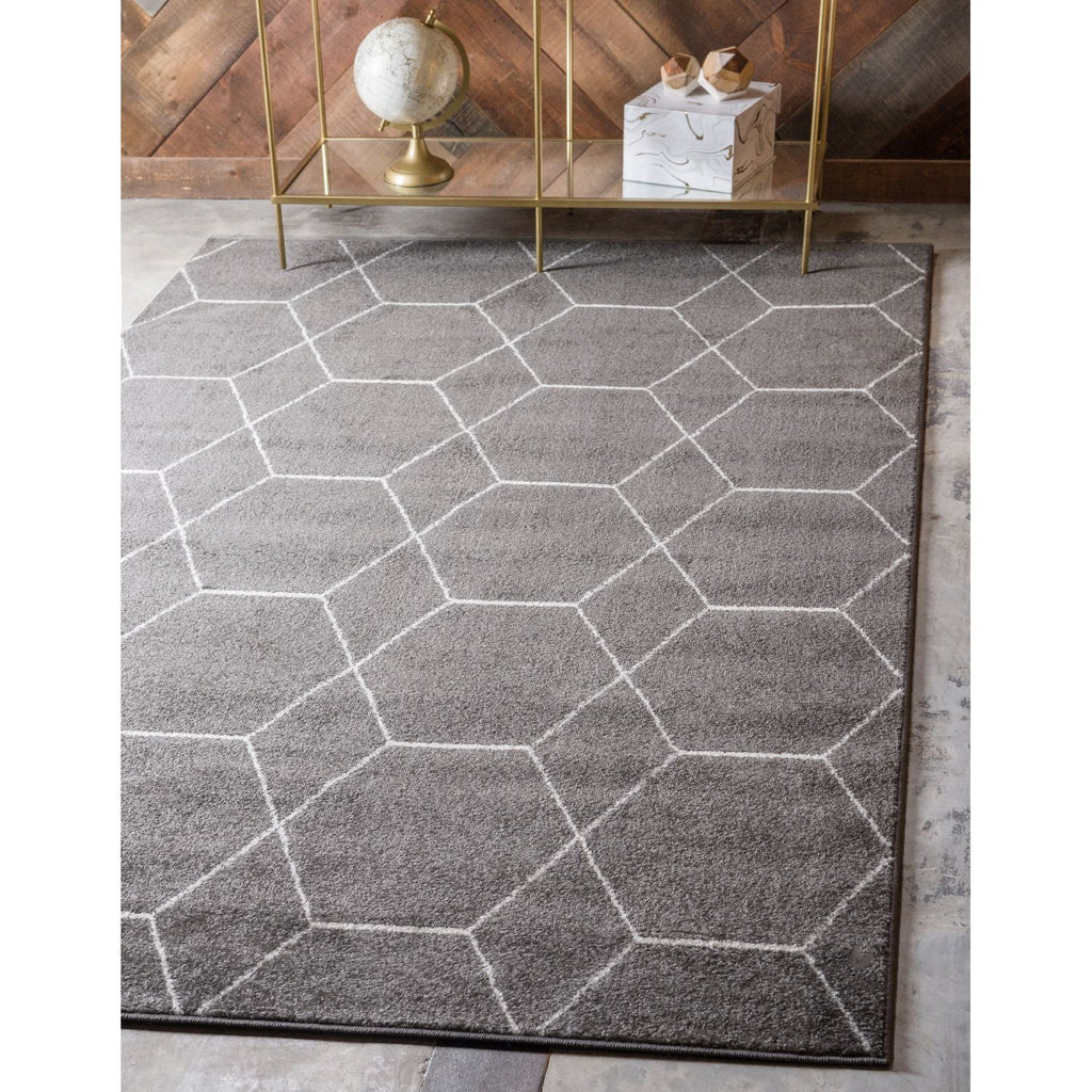 unique loom geometric trellis frieze trf002dgr dark gray rug