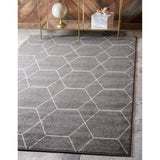 unique loom geometric trellis frieze trf002dgr dark gray rug